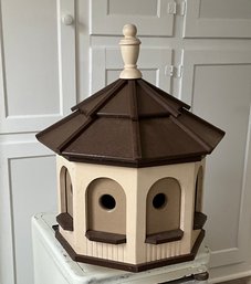 Large Poly Handcrafted Birdhouse Garden Cedar & Brown Roof