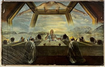 Vintage Print On Canvas Frame - Salvador Dali - Sacrament Of The Last Supper - 18.5 X 29.5 Inches