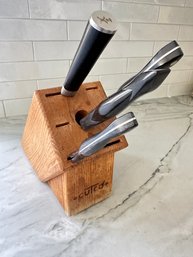 Vintage Cutco Knife Block With 3 Cutco Knives