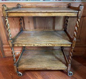 Vintage Rolling Serving Trolly Cart Bar With Spindle Legs