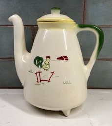 Tall Ceramic Tea/Coffee Pot With Rooster Motif