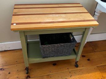 BUTCHER BLOCK CART WITH BASKET