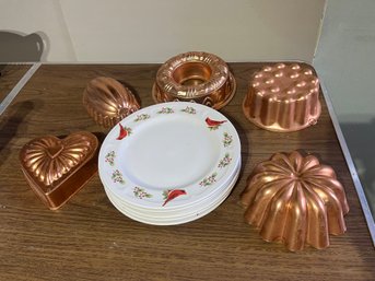 Christmas Dinner Plates & Copper Decorative Molds