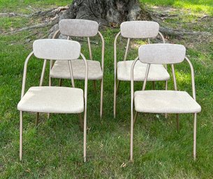 FOUR  MCM Atomic  Stylaire Cosco Hamilton Metal  Padded Folding Chairs Columbus, Indiana - READ Description