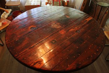 Rustic Table With Inlay 60 Inch Diameter