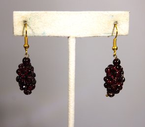 Fine Pair Of Genuine Bohemian Garnet Pierced Earrings Contemporary