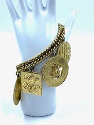 Vintage Fab & Funky Oversized Charm Style Goldtone Bracelet