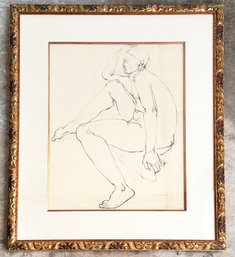 An Original Vintage Charcoal Figural Sketch By Marian Smith (American, B. 1923 - 2016)