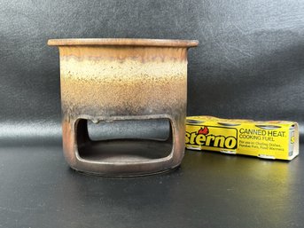 A Vintage Pottery Fondue Pot With Stainless Insert, Made In West Germany