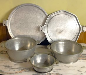 Five Pieces Of Guardian Service Cast Aluminum Trays & Pots