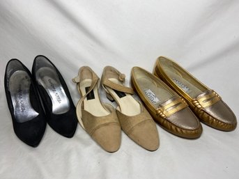 Eric's Fashion Black Heels, Colin Stuart Linen & Leather Flats, Trotters Loafers Size 5