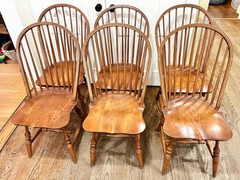 Group Of 6 Vintage Windsor Workshop Spindle Back Chairs (chairs Only)
