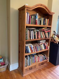 Knotty Pine Book Case With Two Lower Drawers