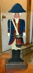 Folk Art Revolutionary War Drummer Wood Statue ~ 22 Inches ~