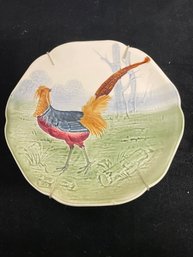 French 19th Century Choisy Le Roi Majolica Pheasant Plate - Signed Hippolyte Boulenger