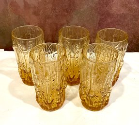 Lot Of Five Vintage Anchor Hocking Style Tahiti Bamboo Glasses