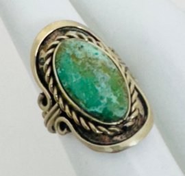 VINTAGE SILVER-PLATED TURQUOISE ADJUSTABLE RING