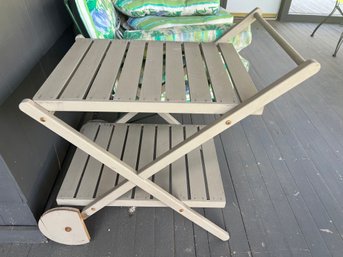 Painted Wood Tiered Rolling Cart / Table