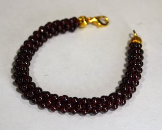 Fine French Braided Bohemian Garnet Bracelet 7 1/4' Long