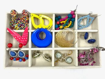 Collection Of 12 Pairs Of Bold Bright Colorful Earrings