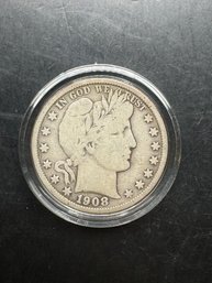 1908 Barber Silver Half Dollar