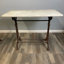 19th Century Marble And Cast Iron Bistro Or Garden Table 2 Or 2