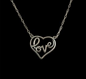 Vintage Sterling Silver Love Pendant Necklace