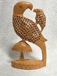 Hnd Carved Wooden Parrots