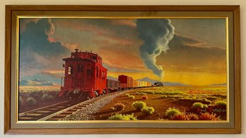 Paul Detlefsen Print Of A Red Caboose On A Train