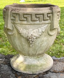 A Cast Stone Greek Key Planter