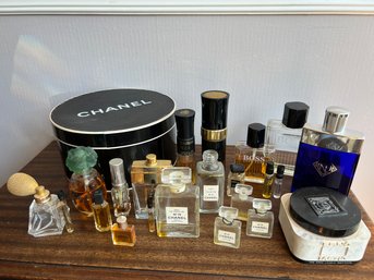 Collection Of Vintage French Perfume, Perfume Bottles, Chanel Box