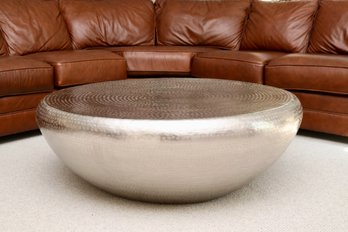 Global View  Studio A Home Large  Round Hammered Antique Nickel Coffee Table Check Number $4,422.50