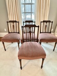 Set Four Smith & Watson NY Dining Chairs Upholstered In Gorgeous Lee Jofa Velvet Stripe