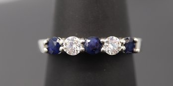 Multi Diamond & Sapphire Sterling Silver Ring