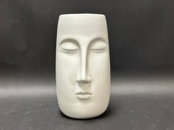 A Contemporary Face Vase In White By Three Hands