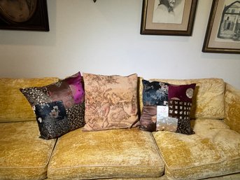 A Set Of 3 Glamorous Vintage Pillows - Fragonard To Shantung Silk!