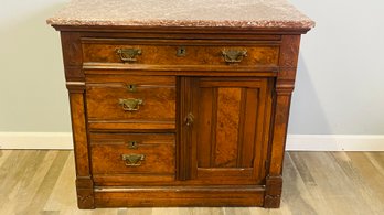 Gorgeous Burlwood Drysink With Marble Top