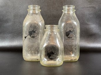 Three Vintage Milk Bottles From Smythe's Trinity Farm