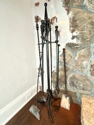Fantastically Oversized Hand Forged Iron Fireplace Tools