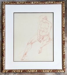 An Original Vintage Charcoal Figural Sketch By Marian Smith (American, B. 1923 - 2016)