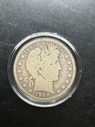 1908-S Barber Silver Half Dollar