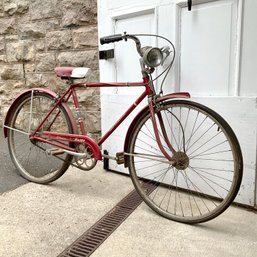 A Vintage Schwinn Racer Red Bicycle - Restoration Project Or Great Decorative Piece