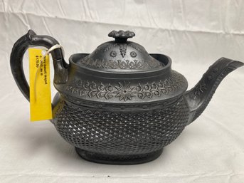 Very Fine Antique Circa 1810 RILEY Basalt Teapot With Ornate Decoration