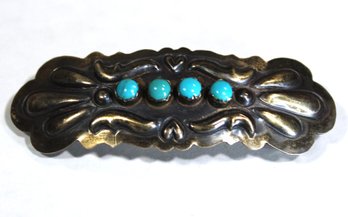 Silver Tone Turquoise Hair Barrette