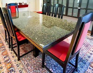 Pace Collection Black Wood Dining Table- Marble Top & Eight Chairs - $10,010 Purchase Price