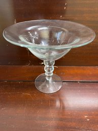 Large Mid Century Bubble Fluted Glass Compote/fruit/ Candy Dish