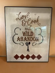 NEW Love & Cook With Wild Abandon Kitchen Wall Art Plaque