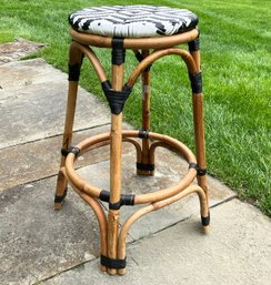 A French Rattan And Acrylic Stool