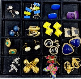 Grouping Of 16 Pairs Of Vintage Estate Earrings Including Designer Signed