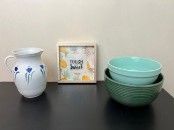 Ceramic Grouping With 'Tough But Sweet' Decor